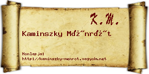 Kaminszky Ménrót névjegykártya